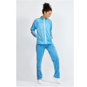 NEW Kule X Bandier Blue Striped Workout Track Suit